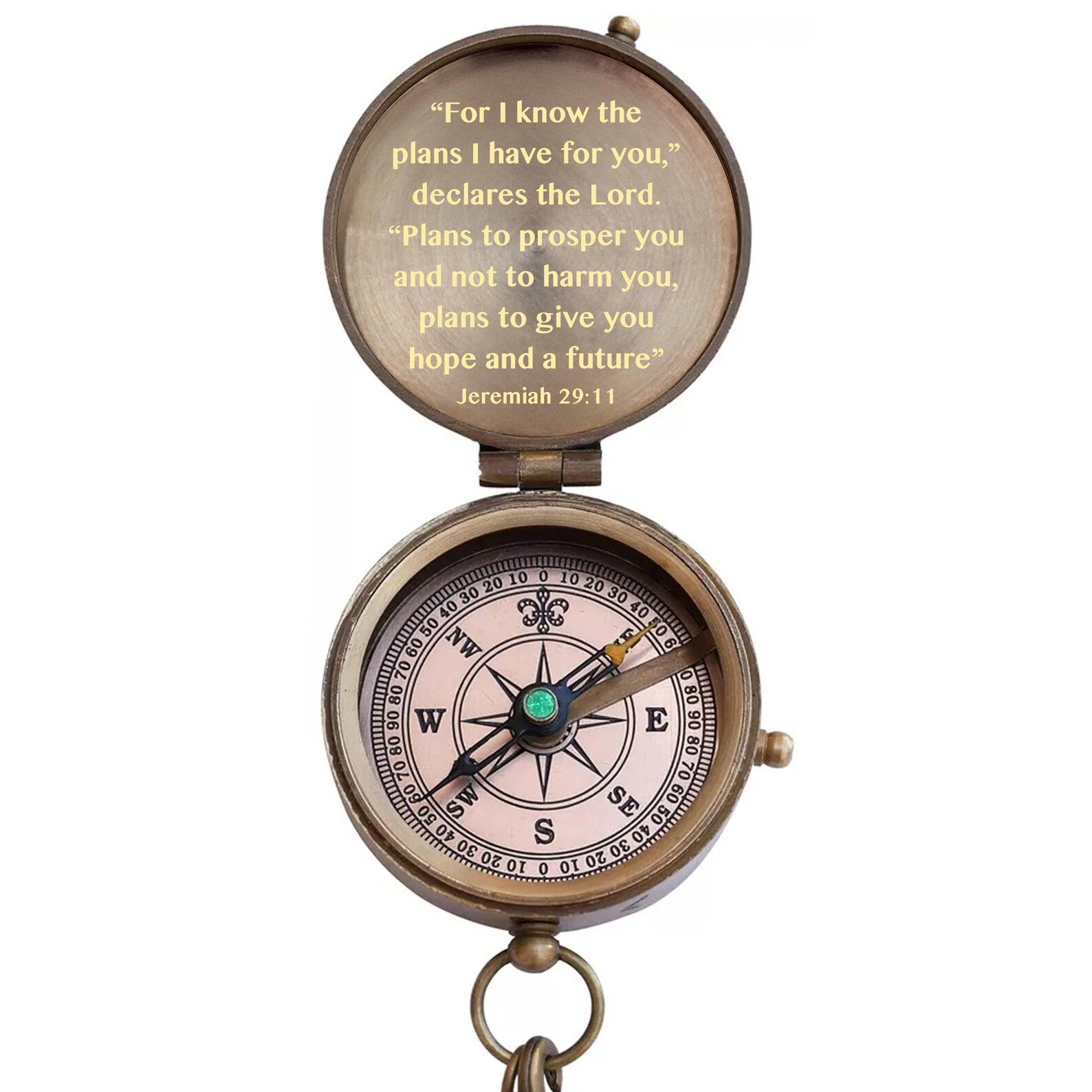 Personalised Bronze Compass for Christening - Image 2
