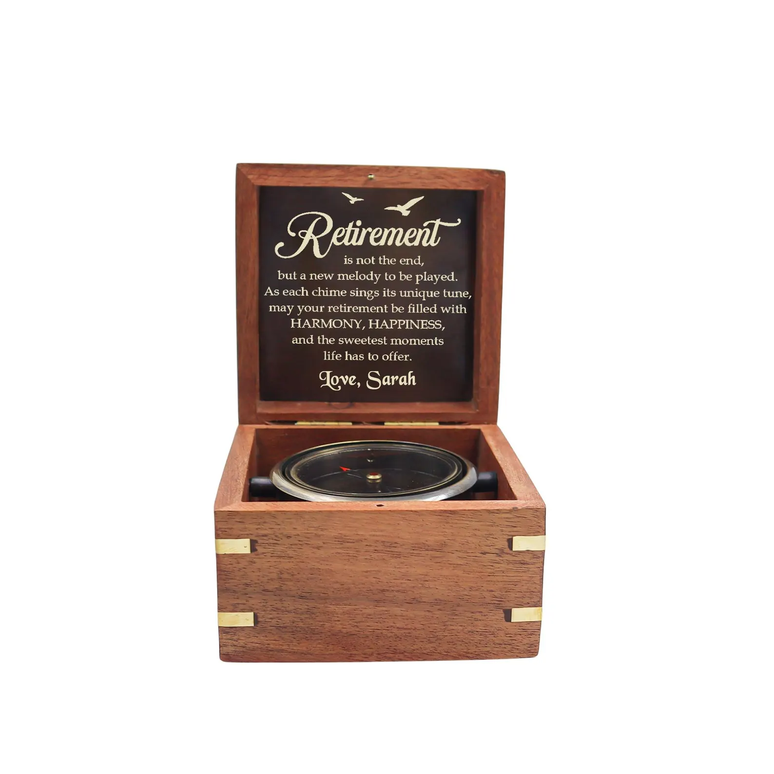 Engraved Gunmetal Heritage Gimbal Compass - Image 2