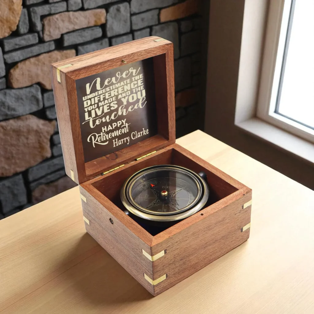 Engraved Gunmetal Heritage Gimbal Compass
