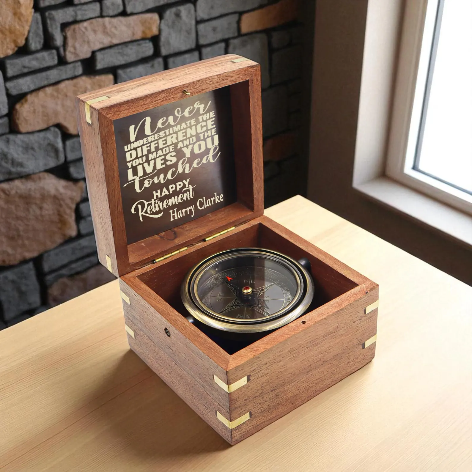 Engraved Gunmetal Heritage Gimbal Compass