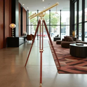 Personalised Antique Style Brass Telescope Refractor Scope with Wooden Tripod - 60 Inch Nautical Decor