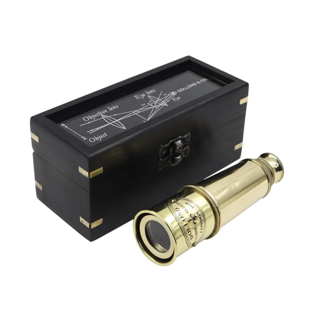 Personalised Brass Telescope with Black Wood Box