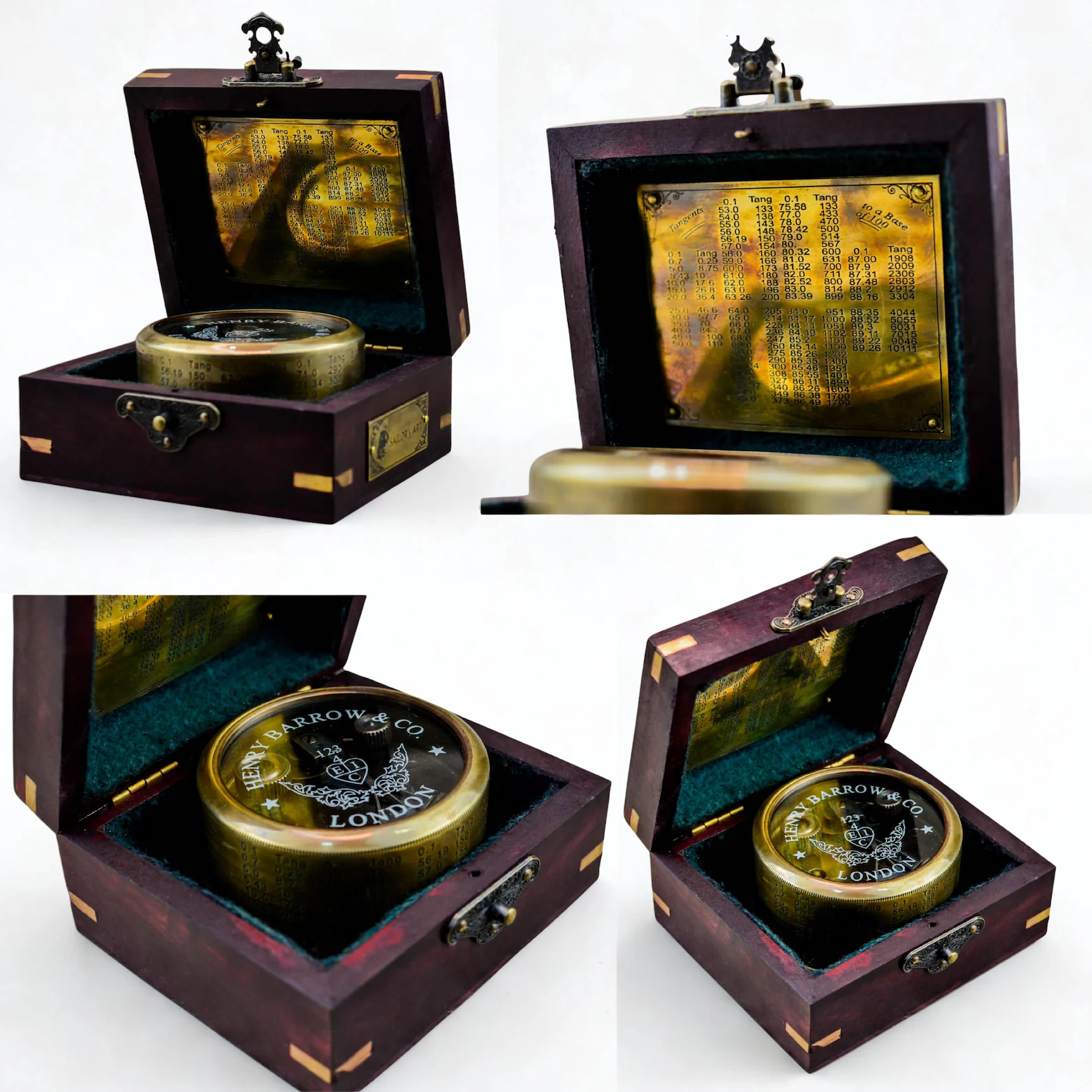 Personalised Antique Brass Nautical Box Sextant in Hardwood Gift Box - Navigation Instruments | Mariners Surveyors - Vintage - Image 3