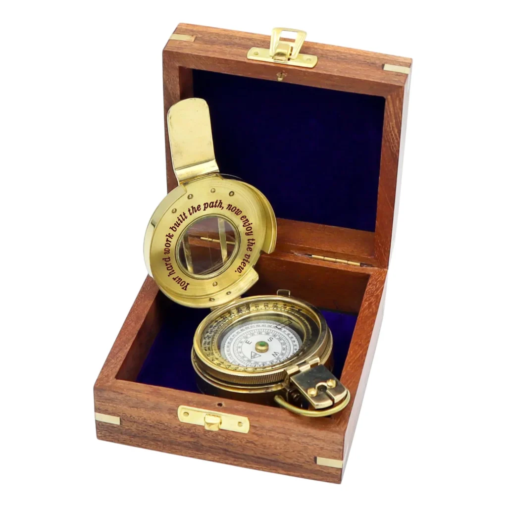Personalised British Prismatic Military Brass Compass