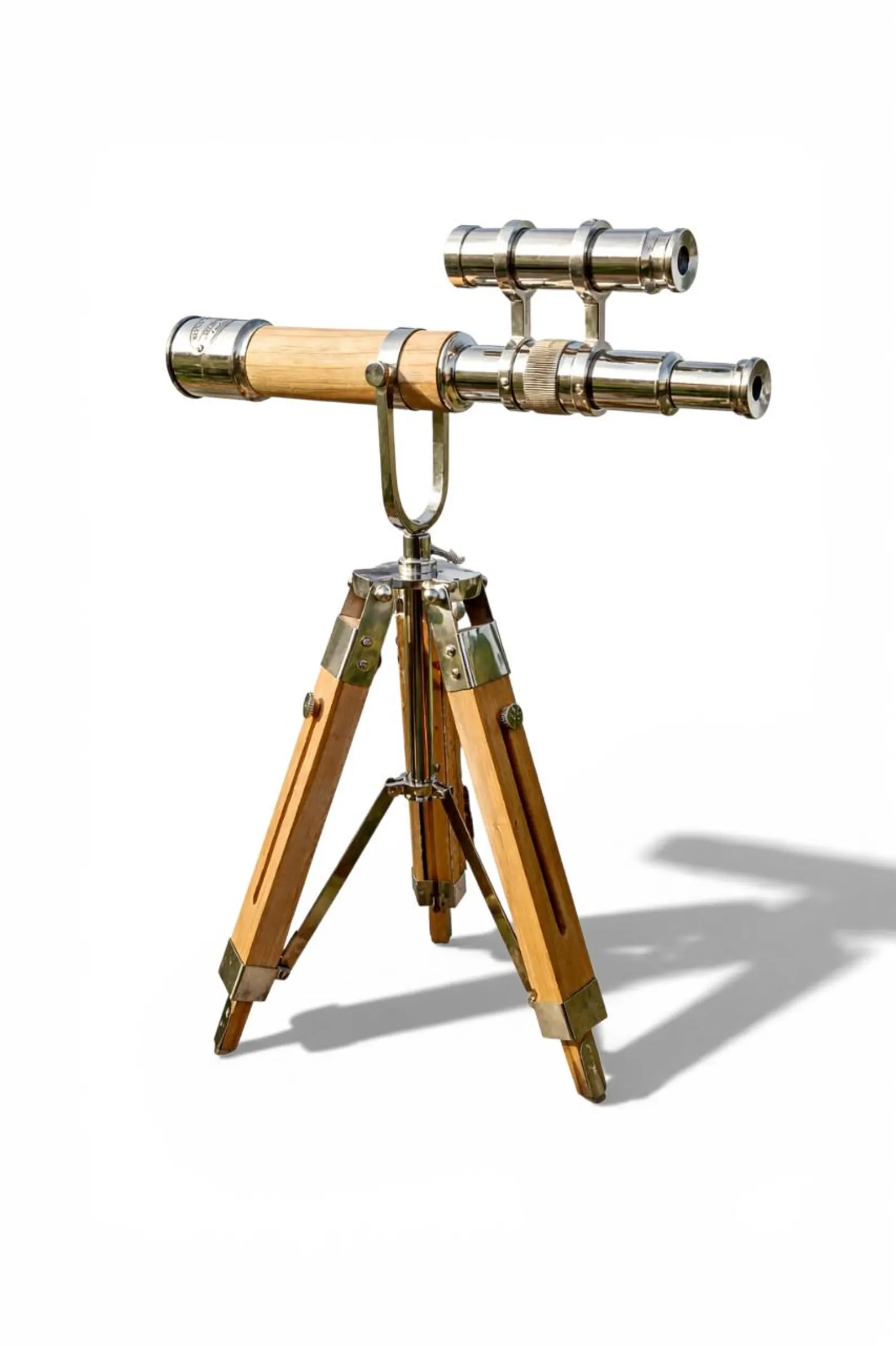 Handcrafted Brass Telescope on Wood Tripod Maritime Decor Collectible Nautical Gift - Image 3