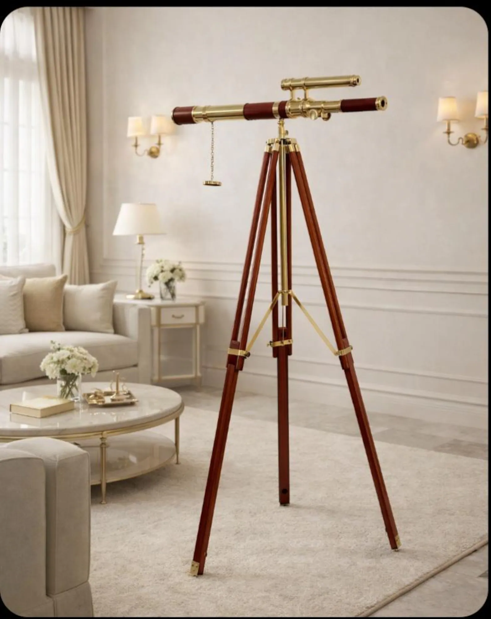 Personalized Brass Telescope on Adjustable Tripod - Image 3