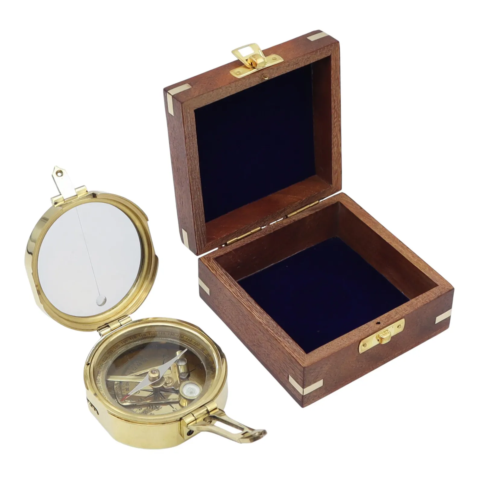 Personalised Brass Brunton Compass with Wooden Box - Image 2