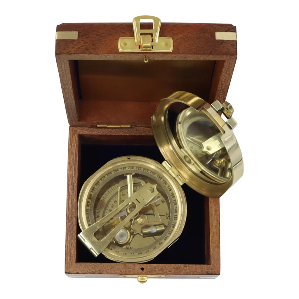 Personalised Brass Brunton Compass with Wooden Box