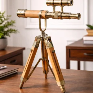 Handcrafted Brass Telescope on Wood Tripod Maritime Decor Collectible Nautical Gift
