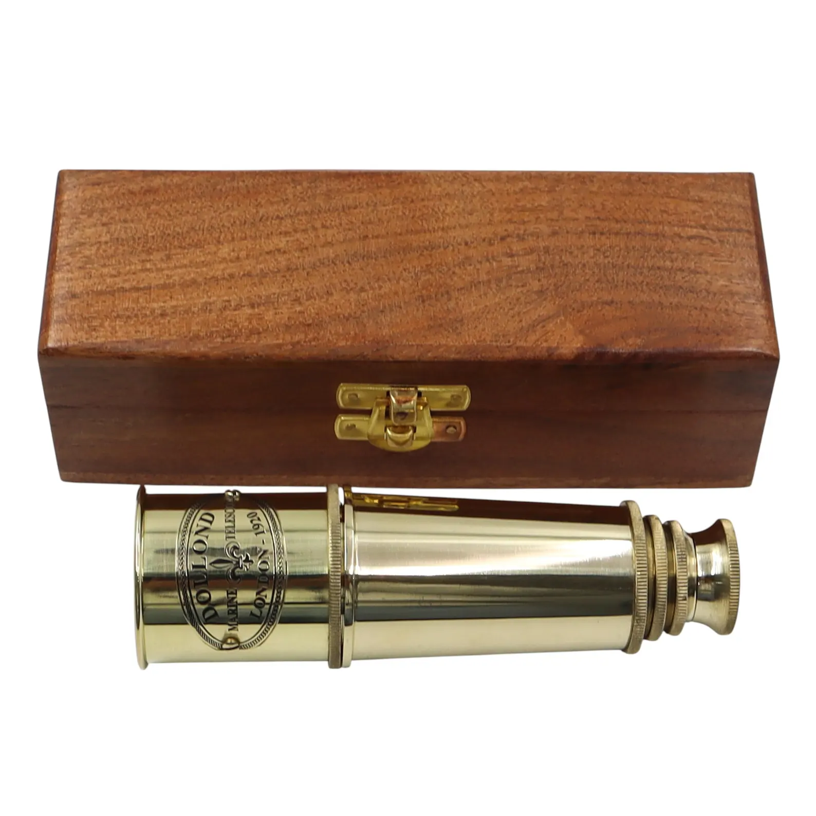 Personalised Brass Telescope with Black Wood Box - Image 3