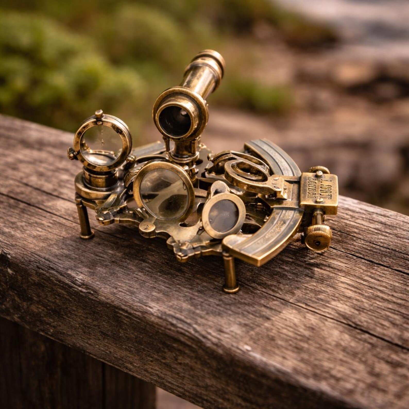 Antique Brass Sextant Navigation Instrument Nautical Maritime Decor Desk Gift Pirate Ship Replica - Image 3