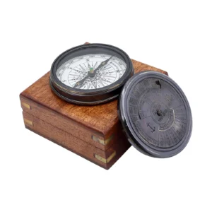 Personalised 3-inch Gunmetal 100 Year Calendar Compass Box