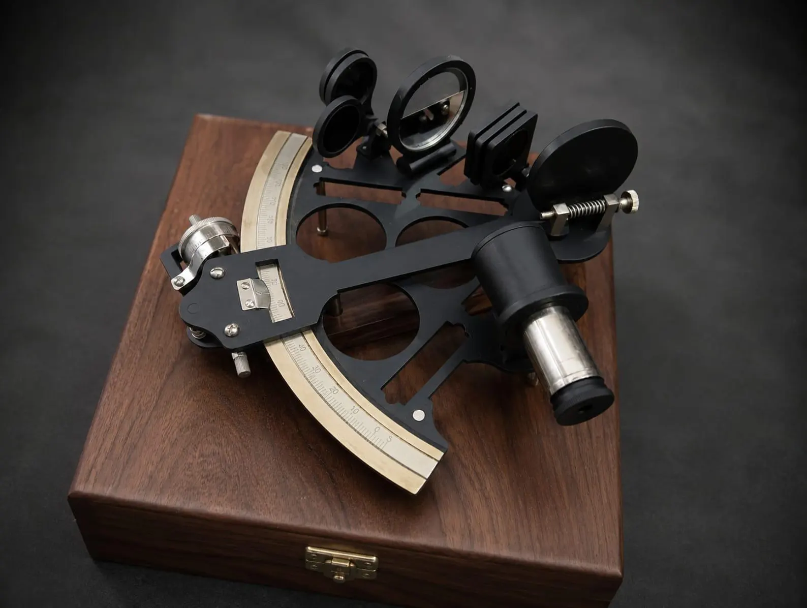 Vintage Nautical Sextant Marine Navigation Instrument with Wooden Box Handmade Maritime Decor Gift - Image 2