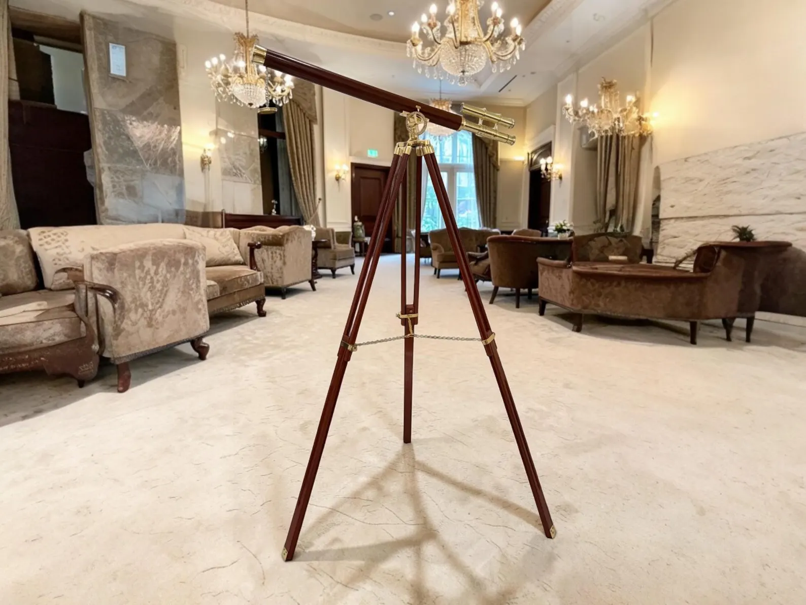 Personalised 60” Adjustable Brass & Wooden Telescope with Tripod