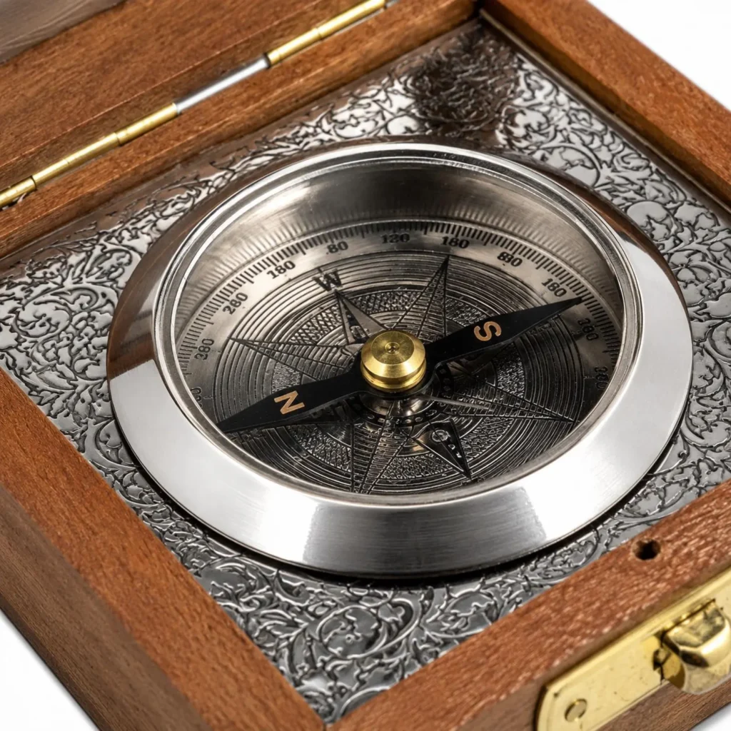 Personalised Nautical Silver Colour Compass
