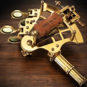 Antique Brass Sextant with Wooden Box – Nautical Navigation Instrument, Maritime Decor, Desk Collectible