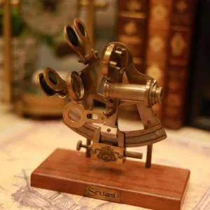 Antique Maritime Navigation Instrument, Wooden Base Desk Decor, Sailor Gift