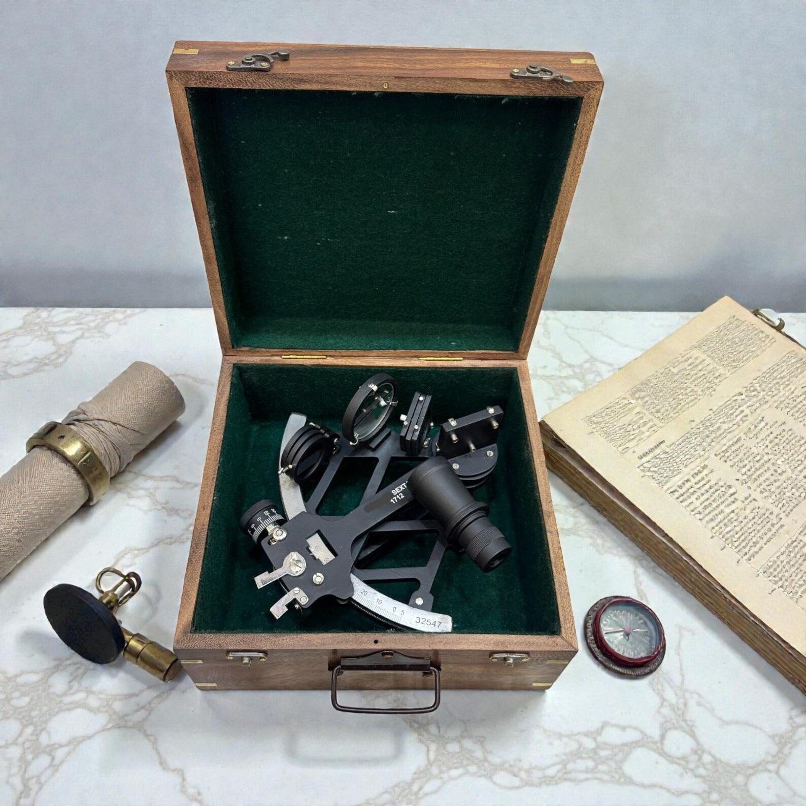 Tamaya Style Sextant with Wooden Box: Nautical Navigation Instrument Marine Decor - Image 3